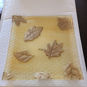 Fused Glass Plate With Autumn Leaf Design